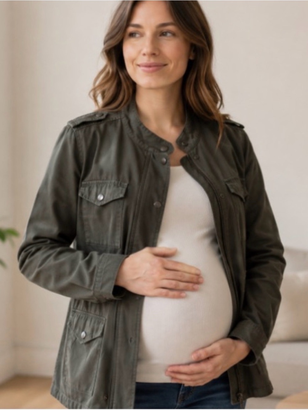 Seraphine Women’s Utility Jacket in Olive Green